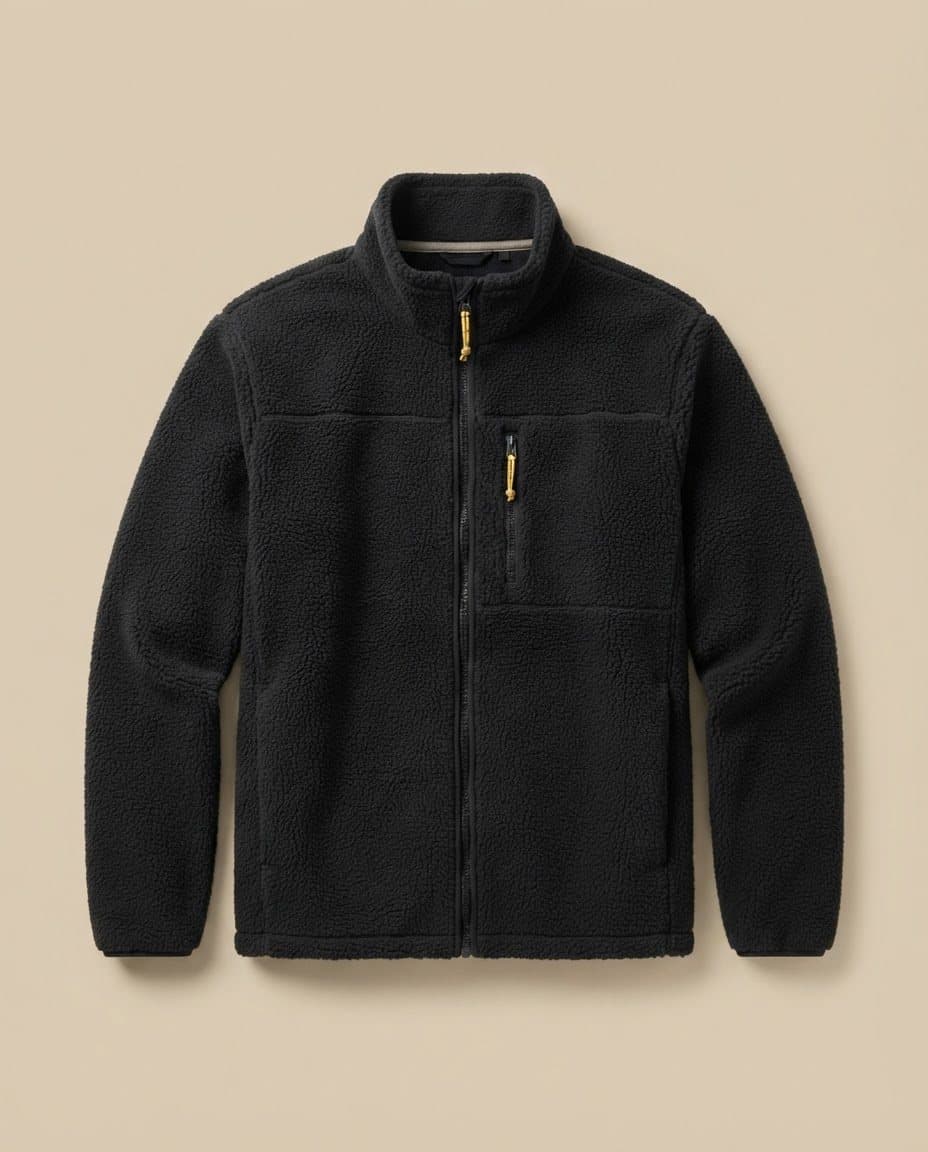 Polar Fleece Zip – Black, tampak depan