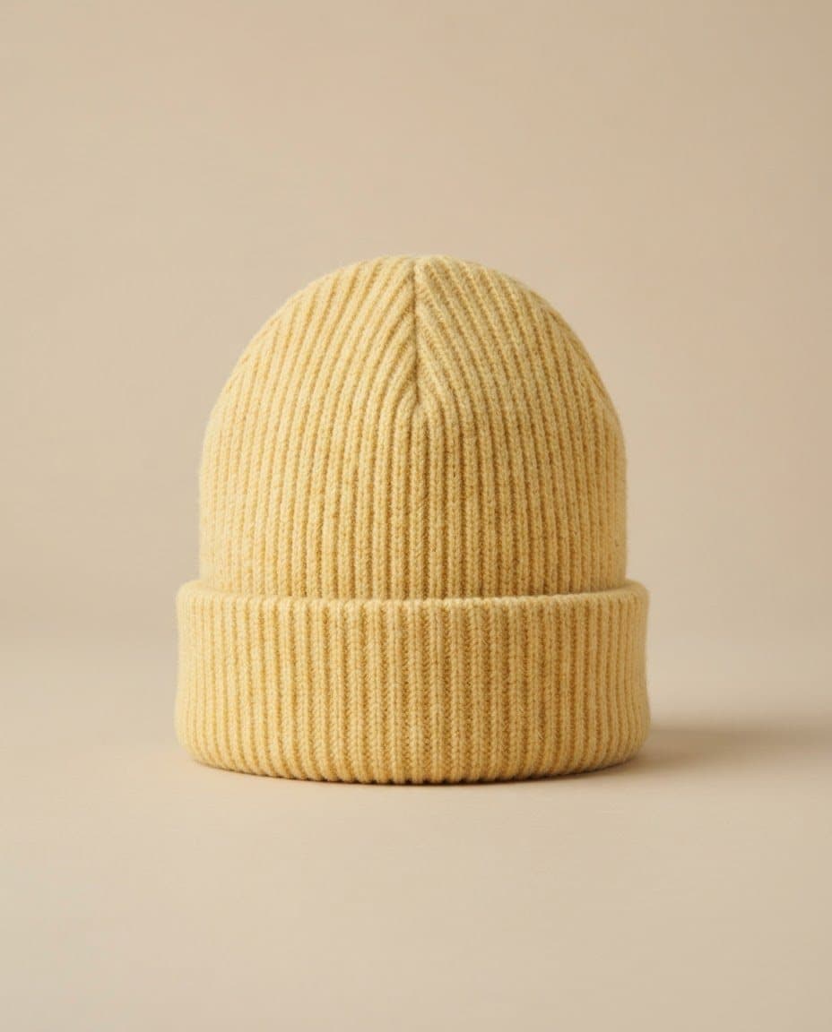 Rib Beanie – Butter, tampak depan